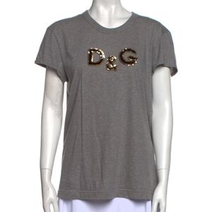 Dolce & Gabbana Grey Graphic Print Crew Neck T-Shirt - Size IT 42 / US 6 / M